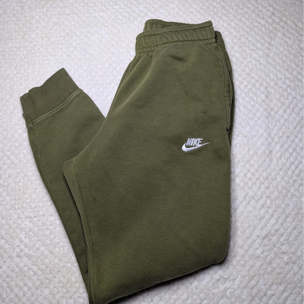 Nike Club Fleece Olive Green Joggers | Men's Small | Embroidered‎ Logo